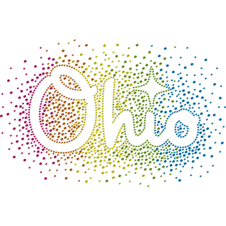Colorful Ohio Rainbow Neon Rhinestud Iron On Decals